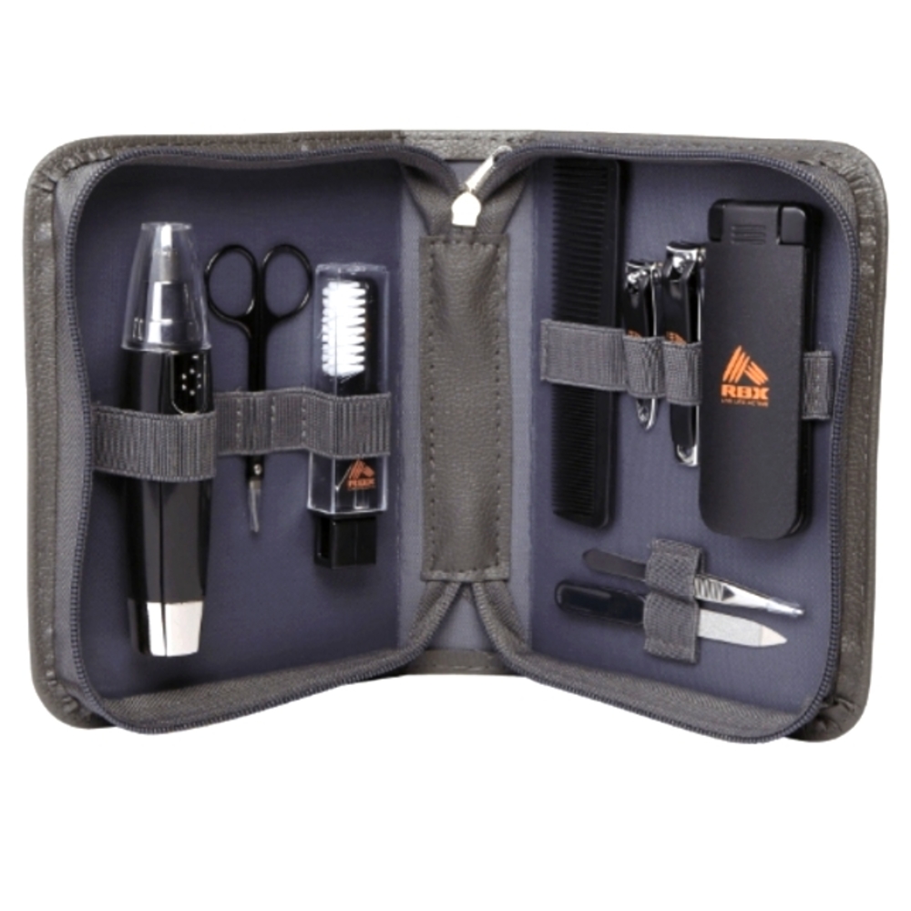 DELUX MEN'S GROOMING SET & LEATHER TRAVEL CASE
